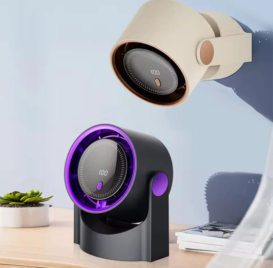Rechargeable Desk Fan with Digital Display, Wall Mounted Homera.pk