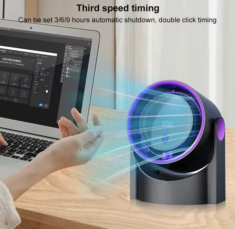 Rechargeable Desk Fan with Digital Display, Wall Mounted Homera.pk