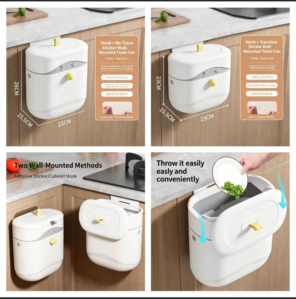 Wall - Mounted Swing-Top Waste Bin – Waterproof Space Saver Homera.pk