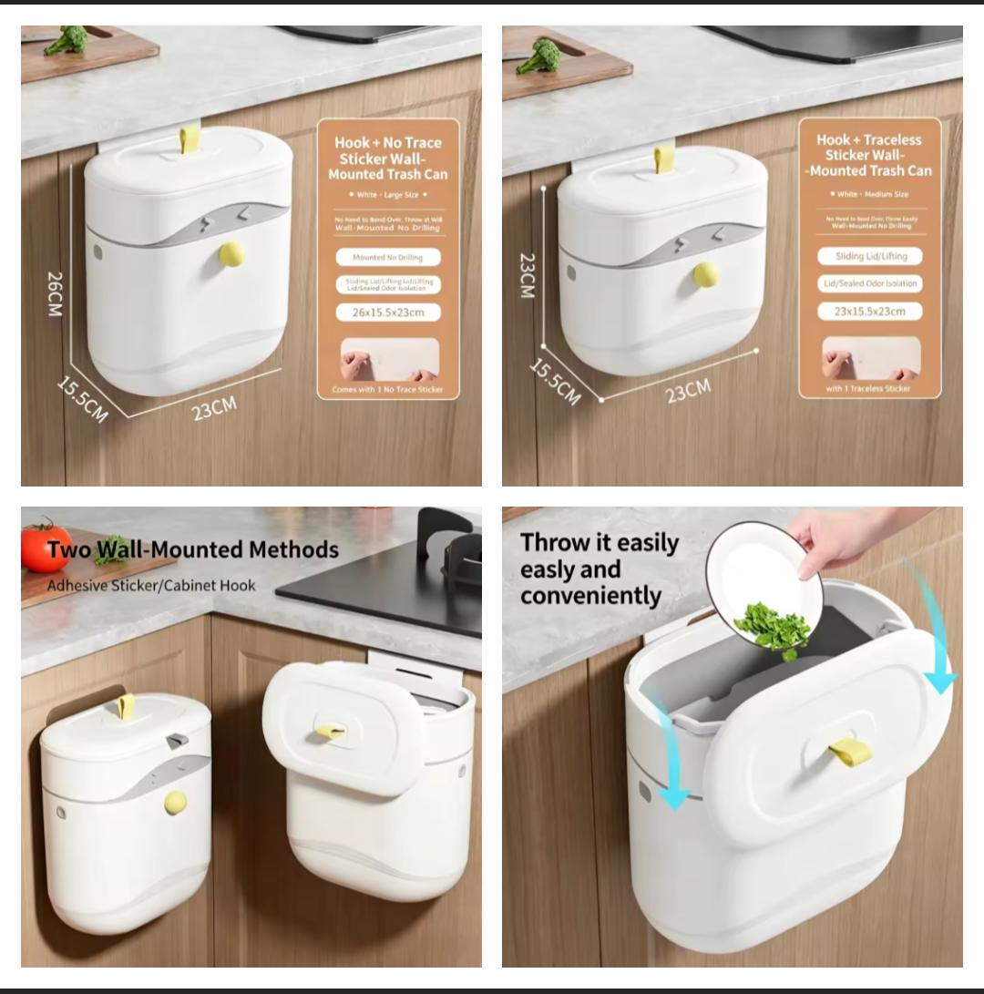 Wall - Mounted Swing-Top Waste Bin – Waterproof Space Saver Homera.pk